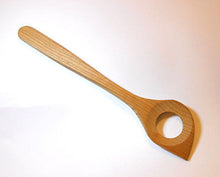 Cherry Wood Corner Spoon-Spatula w / hole Cooking Utensil 11.8" Handmade Brown - Handcrafted Wood, Iron & Copper