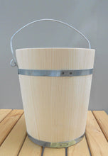 Solid Wood Bucket Pail Wooden Firkin w/ Metal Bands 6 Liter 1.6 Gallon - Handcrafted Wood, Iron & Copper