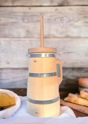 If you care about healthy food and remember good old days when grandma makes a fresh home made butter than you'll love this wooden plunger butter churn. 