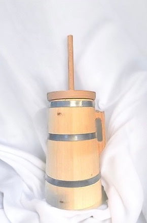 Wooden Butter Churn Dasher with Plunger and Lid Handmade 3 Liter