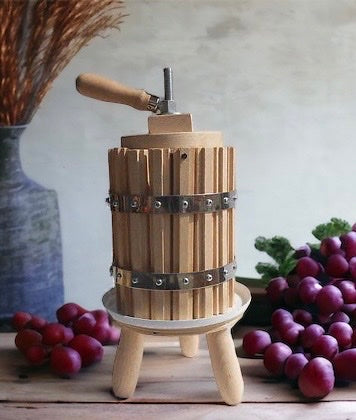 10 liters wine press made from an oak is large enough to make enough wine or cider for your needs and is a must have for anyone who want to make his own wine and enjoy the results of your own wine making process.