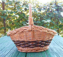 Hand Crafted Quality Woven Natural Wicker Basket w/ Loop Handle Decor Floral 10" - Handcrafted Wood, Iron & Copper