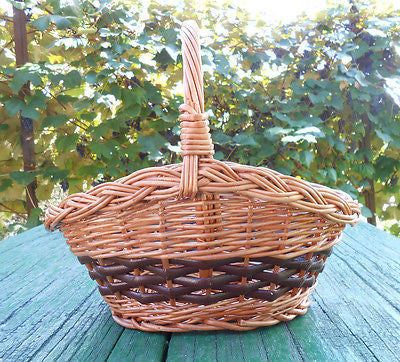 Hand Crafted Quality Woven Natural Wicker Basket w/ Loop Handle Decor Floral 10