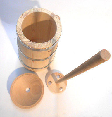 Wooden Butter Churn Dasher with Plunger and Lid Handmade 3 Liter
