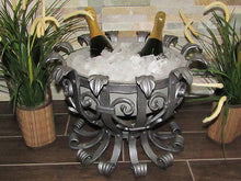 Luxury Hand Forged Wine Cooler or Burner Bowl with Stainless Steel Bowl 47cm-18.5'' - Handcrafted Wood, Iron & Copper