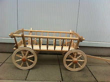 Wooden Farm Wagon Goat Cart New Handmade 90cm 35 inch - Handcrafted Wood, Iron & Copper