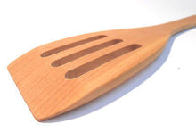 Cherry Wood Spatula with Holes Cooking Utensils 30cm-11.8 inches Handmade Brown - Handcrafted Wood, Iron & Copper