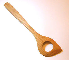 Cherry Wood Corner Spoon-Spatula w / hole Cooking Utensil 11.8" Handmade Brown - Handcrafted Wood, Iron & Copper