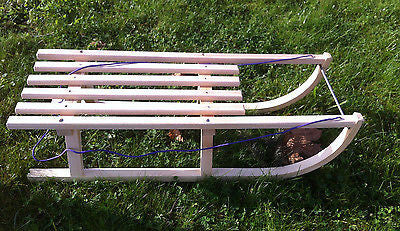Children's Snow Sleds Sleigh Sledge Toboggan Wooden Winter Seat Bob 36 inches 91cm - Handcrafted Wood, Iron & Copper