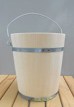 Wooden Tub Bucket Pail Wooden Firkin Metal Bands 12 Liters 3.3 Gallon - Handcrafted Wood, Iron & Copper