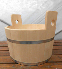 Wooden Canister Tub Pail Bucket Wood Metal Bands 23 Liter 6.1 Gallon - Handcrafted Wood, Iron & Copper