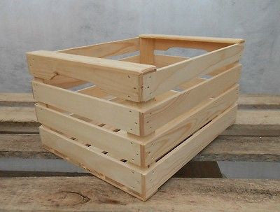 New Natural Wooden Farm Solid Apple Fruit Crate Bushell Craft Box Medium - Handcrafted Wood, Iron & Copper