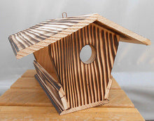 Wood Birds House Feeder Garden Yard Hanging Birdhouse Bird Table Robust Handmade - Handcrafted Wood, Iron & Copper
