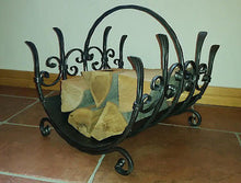 Luxury Hand Forged Wood Rack Fireplace Log Rack Tool Handmade - Handcrafted Wood, Iron & Copper