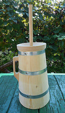 Wooden Butter Churn Dasher with Plunger and Lid Handmade 3 Liter 0.8 Gallon - Handcrafted Wood, Iron & Copper