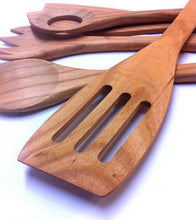 Cherry Wood Spatula Set 5 pcs Cooking Kitchen Utensils - Handcrafted Wood, Iron & Copper