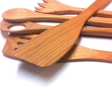 Cherry Wood Spatula Set 5 pcs Cooking Kitchen Utensils - Handcrafted Wood, Iron & Copper