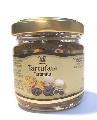Gourmet Black and White Truffles with Champignons Tartufata Minced 80grams 2.8oz - Handcrafted Wood, Iron & Copper