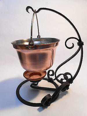 Food Warmer Copper Cauldron Pot w/ Hand Forged Stand 2 Lit - 0.5 Gal –  Wood, Iron & Copper Craft