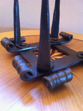 Hand Forged Candlestick Candle Holder 4 Candles Advent Decoration Square - Handcrafted Wood, Iron & Copper